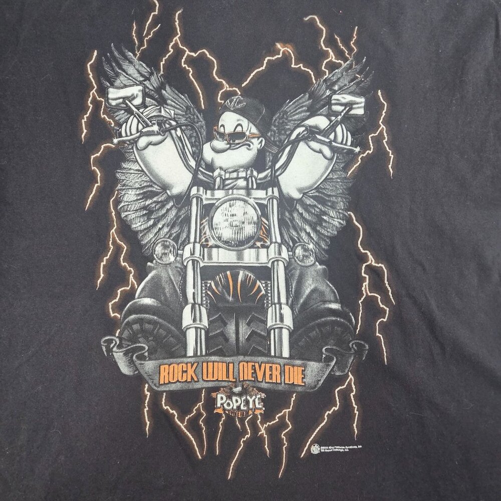 Popeye "Rock Will Never Die" Graphic T-Shirt Black 2010 Men’s 3XL